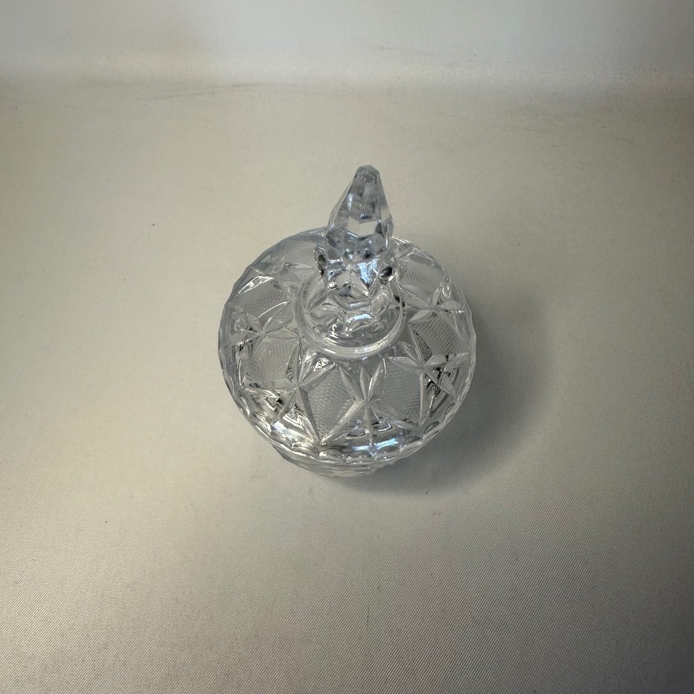Vintage Cut Glass Crystal Sugar Bowl Candy Dish w/Lid Rose & Diamonds Footed - Picture 3 of 8